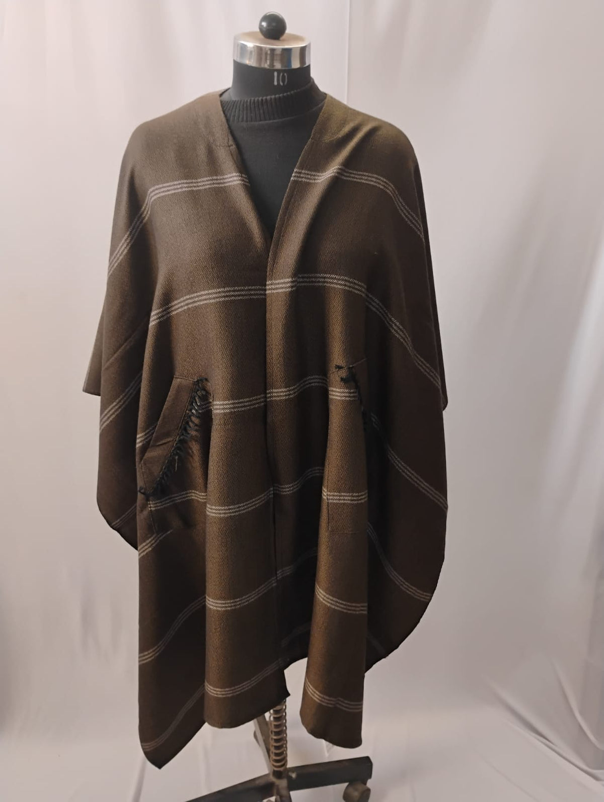 Brown Pocket with White Line Cape