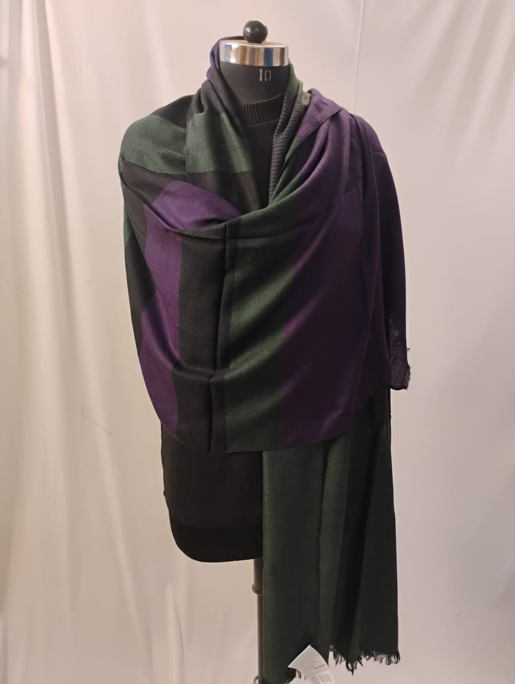 Classic Black, Green and Purple Three Lines Stole