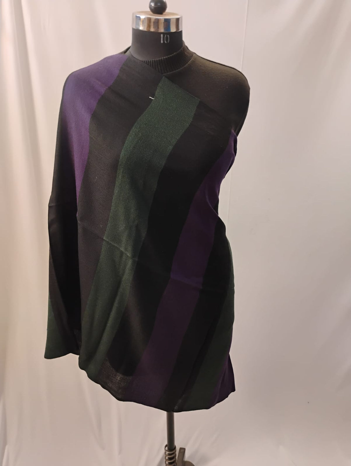 Classic Black, Green and Purple Three Lines Stole