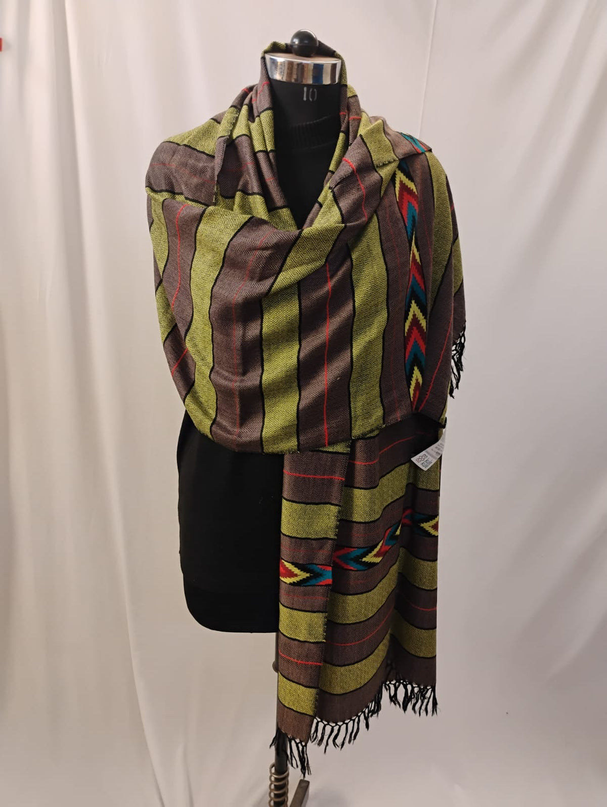 Classic Grey and Green Lines Stole