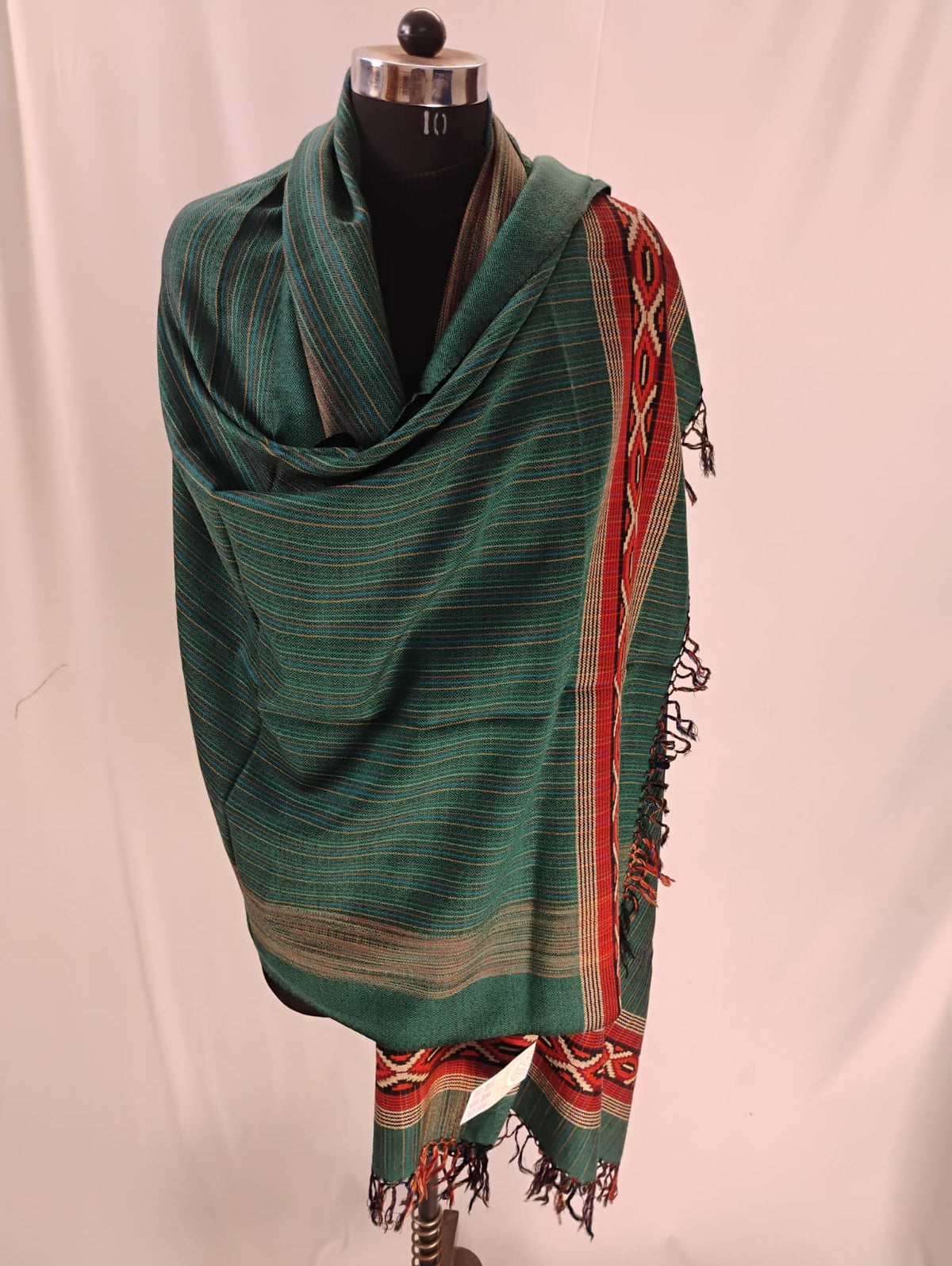 Premium Dark Green with Mountain Border Shawl