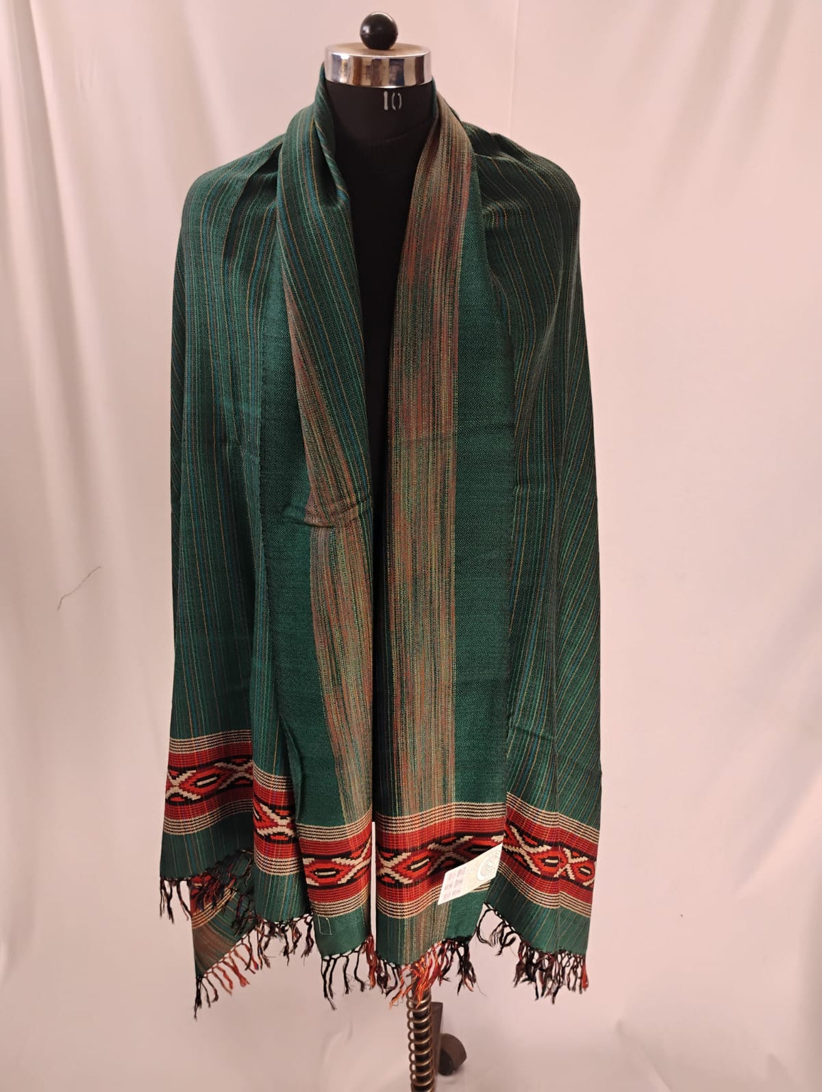 Premium Dark Green with Mountain Border Shawl