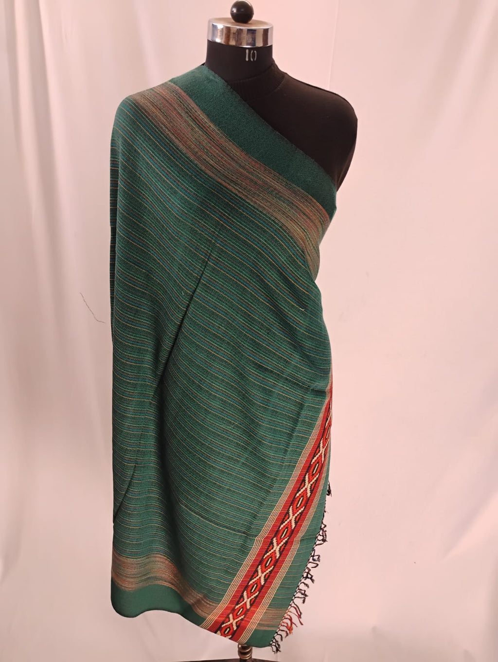 Premium Dark Green with Mountain Border Shawl