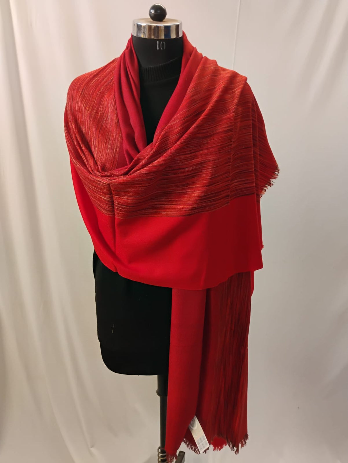 Premium Deep Red Triple Shade Lines Stole