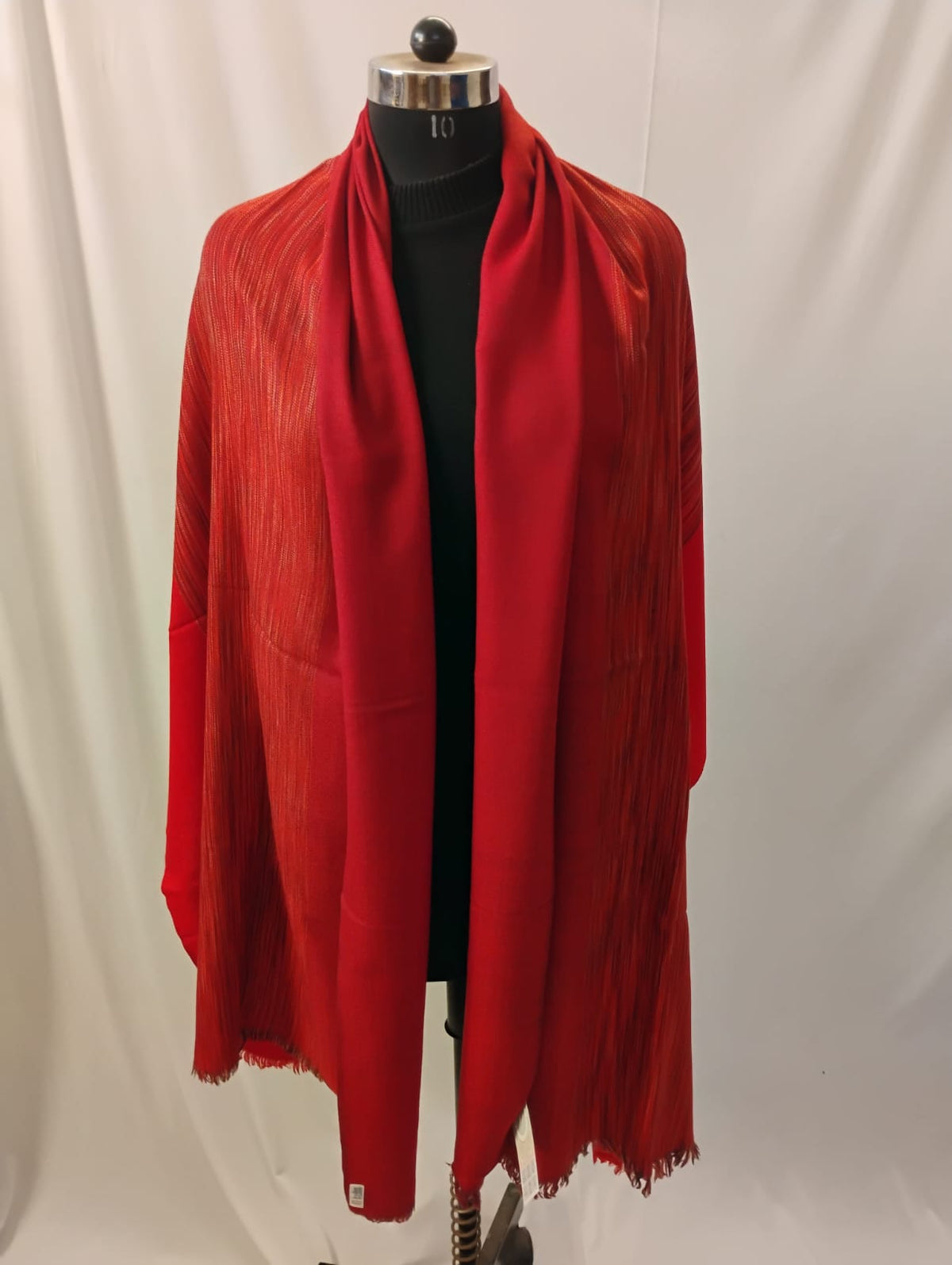 Premium Deep Red Triple Shade Lines Stole
