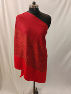 Premium Deep Red Triple Shade Lines Stole