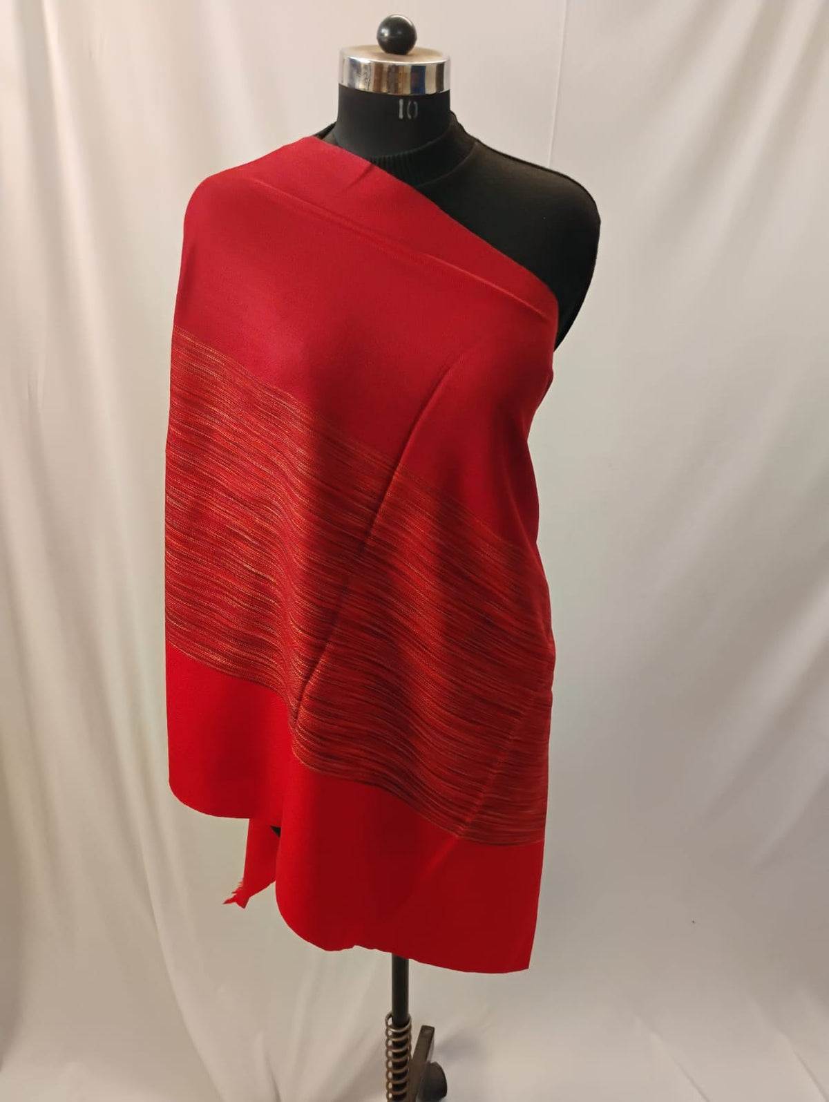 Premium Deep Red Triple Shade Lines Stole