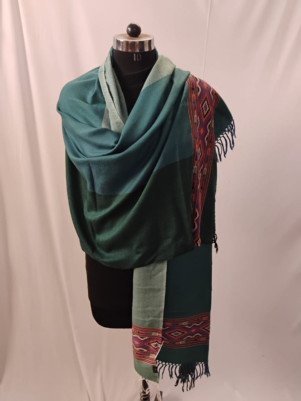 Luxury Green, Blue and Grey Triple Shade Stole