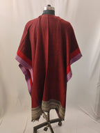 Maroon Red with Yak Wool Border Cape