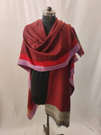 Maroon Red with Yak Wool Border Cape
