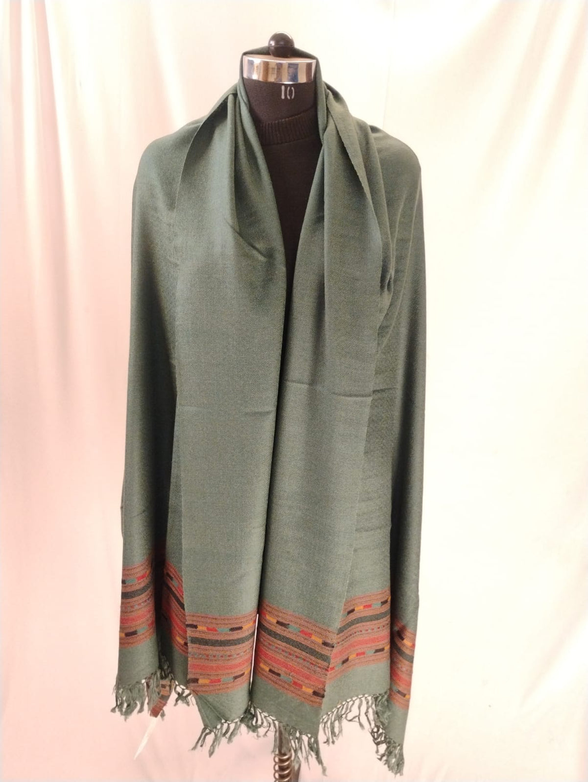 Premium Plain Classic Green with Border Shawl