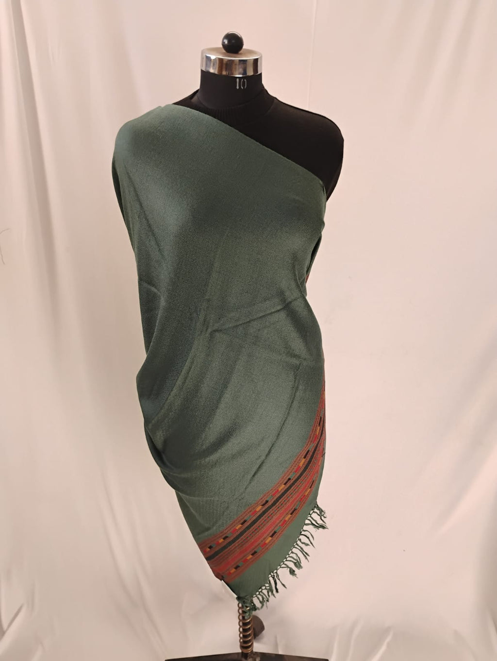 Premium Plain Classic Green with Border Shawl