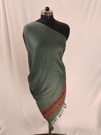 Premium Plain Classic Green with Border Shawl