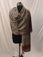 Classic Plain Eco Grey with Mountain Border Stole