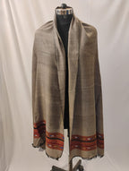 Classic Plain Eco Grey with Mountain Border Stole