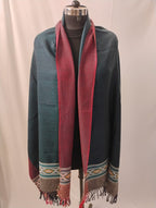 Classic Blue and Maroon with Yak Wool Border Stole