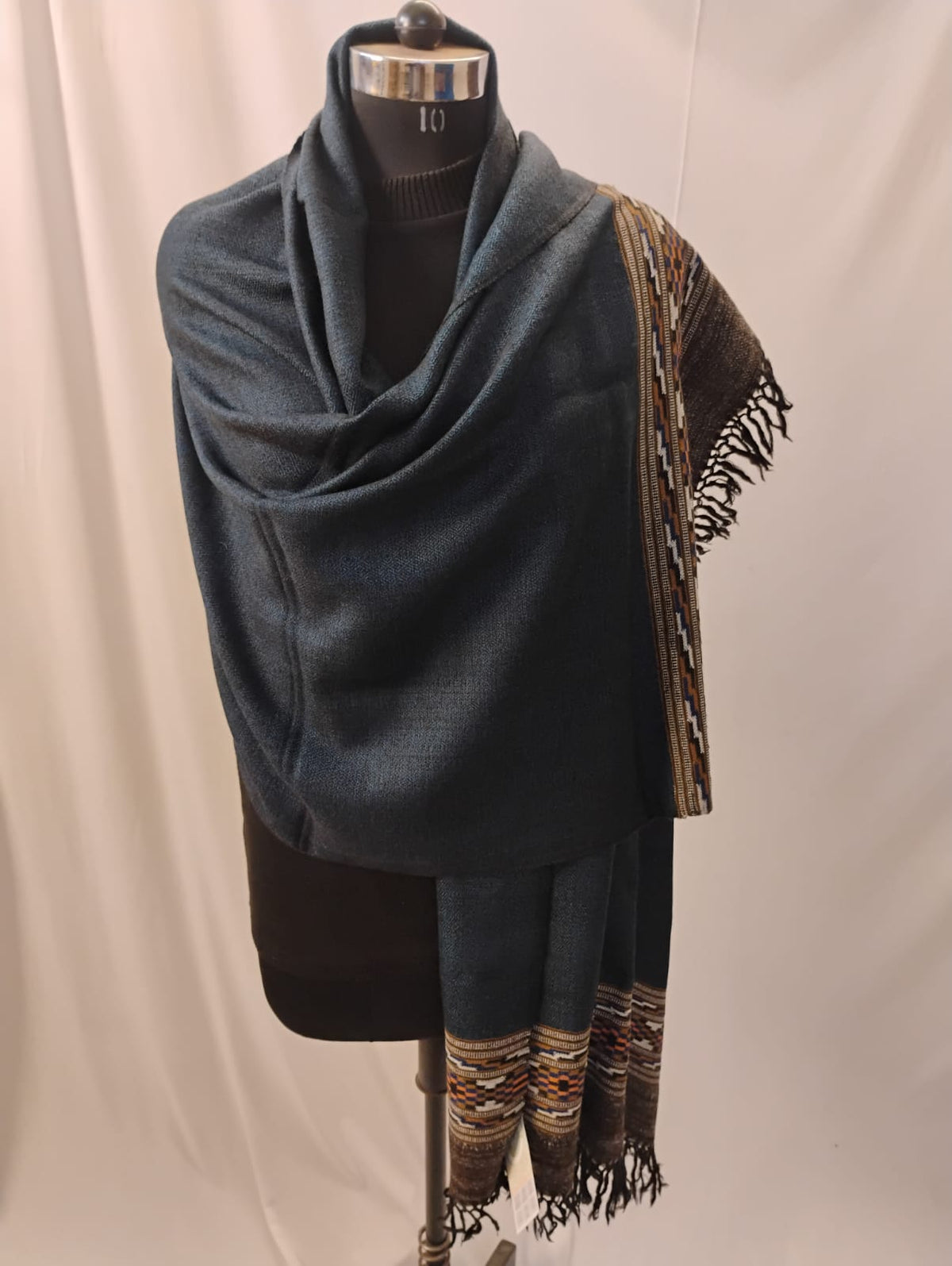 Classic Navy with Yak Wool Border Stole