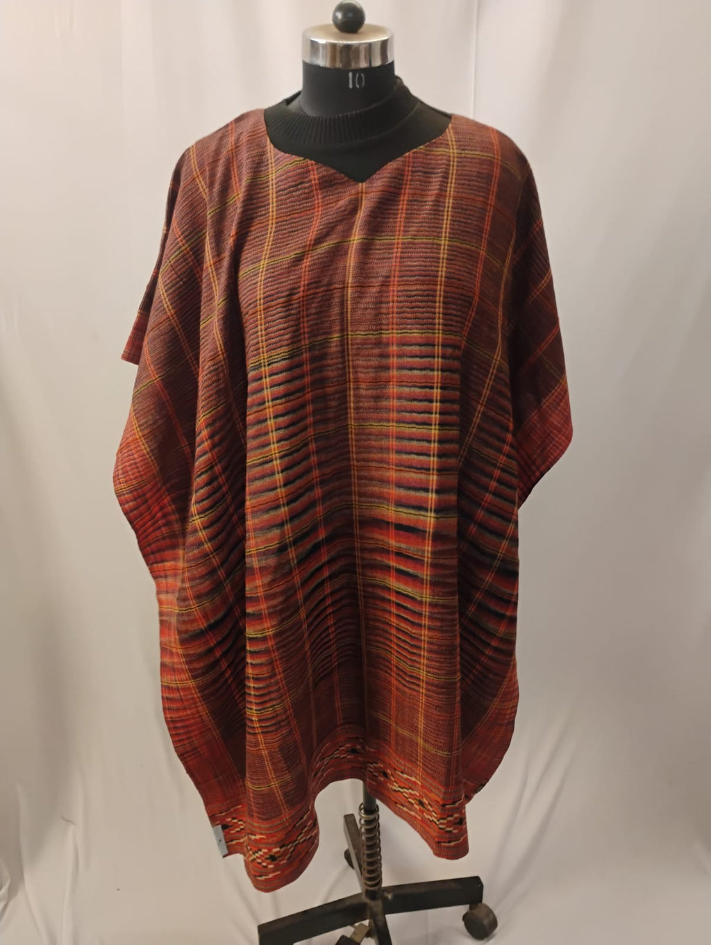 Luxury Red Check Pattern Kaftan